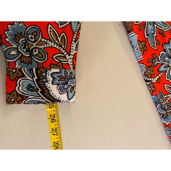 Loft Dress Red & Blue Floral Knee-Length Long Sleeves Medium - Picture 6 of 6